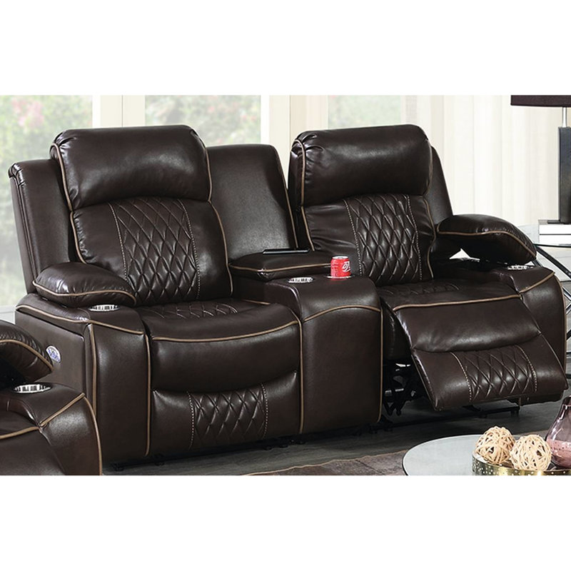 Gel moderne brun avec rangement et Power Motion 2 ports