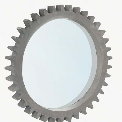 Miroir décoratif en forme de meuble vintage rétro en bois de 42 po x 42 po pour le vestibule du salon de la salle de bain ou assemblé à votre goût (brun écorce antique)