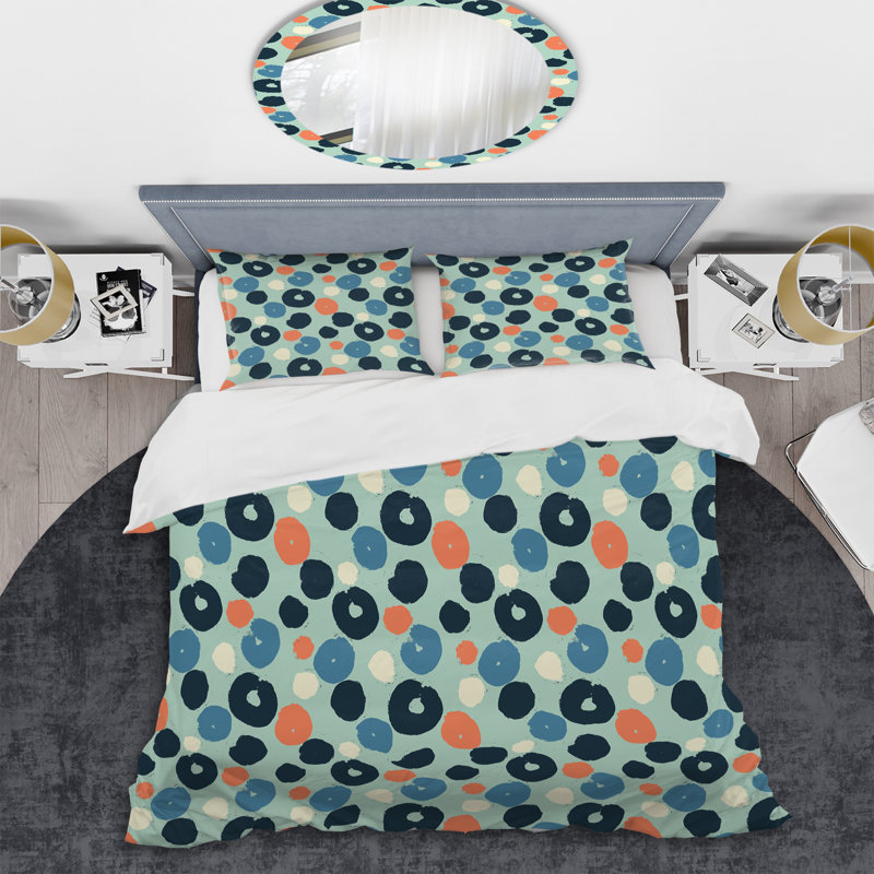 Motif de cercles multicolores - ensemble de housse de couette abstrait - polyester microfibre