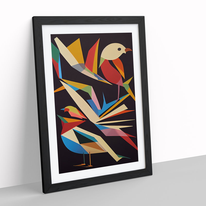 Bird In Abstract No.3 - Single Picture Frame Print, Black, 64cm H x 46cm W x 2cm D