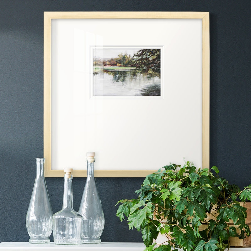 " Upon Reflection ", 17" H x 17" W x 1.25" D, White Closed Corner Framed Paper