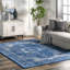 Tapis de couloir à motif de médaillon pour le salon, la chambre à coucher, la salle à manger, le vestibule, le couloir ou la cuisine Julieanna, bleu foncé / blanc-1483598327