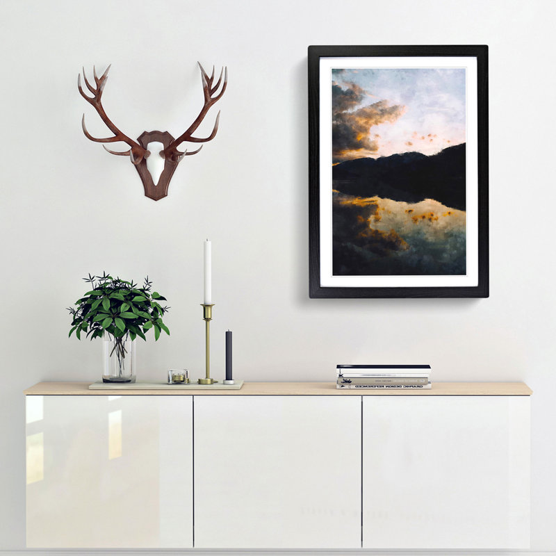 Reflection of the Clouds and Mountains - Picture Frame Painting Print, Black Framed, 45cm H x 33cm W x 2cm D