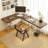 Tan+Clear Rectangular Solid Wood+Acrylic desks-108222365-108222368