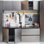 Armoire montée au garage gris métallique Series - Mur, fermeture en douceur, rangement extra profond, chaleur de l'eau, mur anti-taches avec design, espace de rangement, résistance à la chaleur et caractéristiques