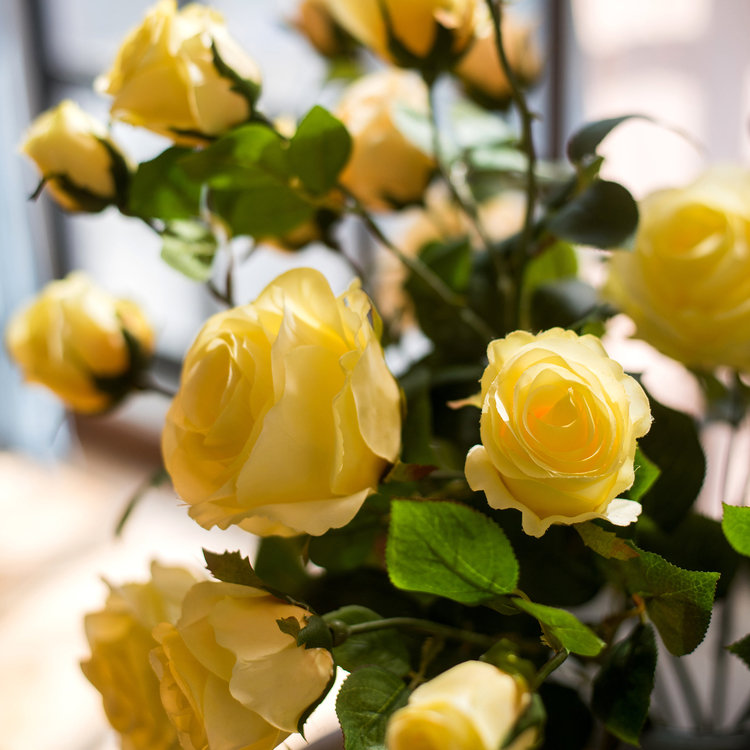 Rustic Rose Bloom Stem, Yellow