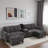 Modern U-shaped Sectional With Movable Storage Ottomans, Multifunctional Console, Bluetooth Speakers And Led Lights-1902219210