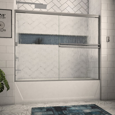 62" W x 57" H Bypass Semi-Frameless Tub Door