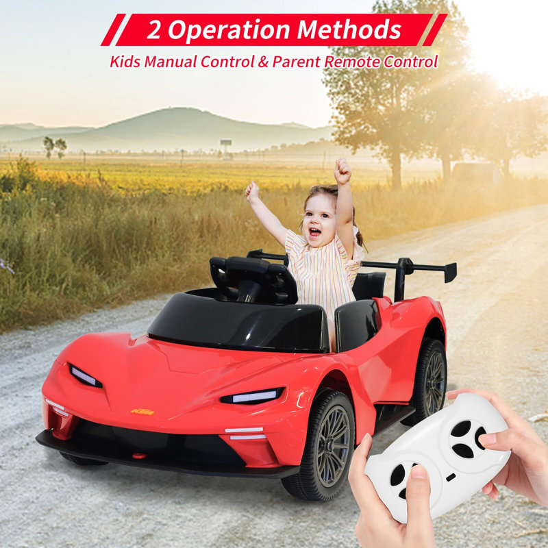 Red 12V Electric Ride-On Truck with LED Lights and MP3 Player