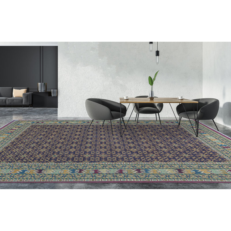 Wool Oriental Area Rug in Purple/Taupe