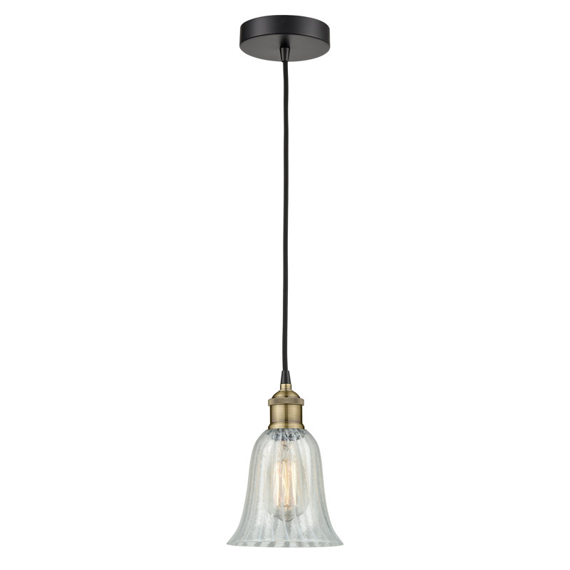 Luminaire suspendu en forme de cloche à 1 lumière Pierrette, Résille, Laiton antique noir