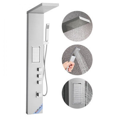Shower Panel Tower System Stainless Steel Column Rainfall Head Massage Jet 3Mode