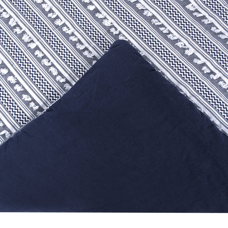 Gray King Cotton Comforter Set with Textured Stripes