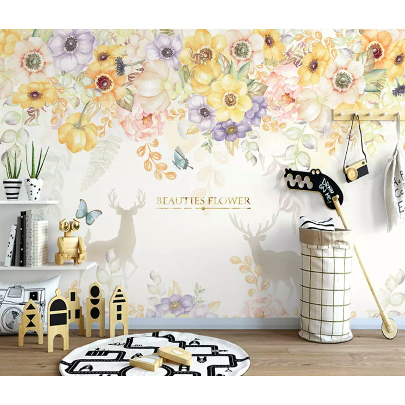 Floral Wall Mural, 6.25' L x 9.33' W