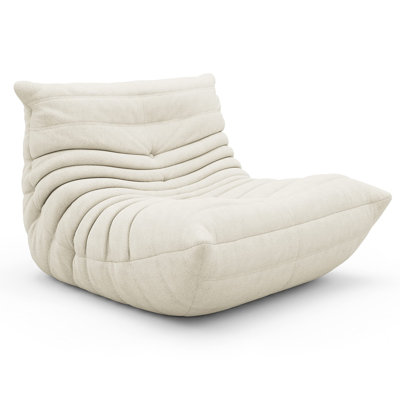 Fauteuil à billes et chaise longue, canapé en mousse et fauteuil de jeu sur pied (blanc Teddy)