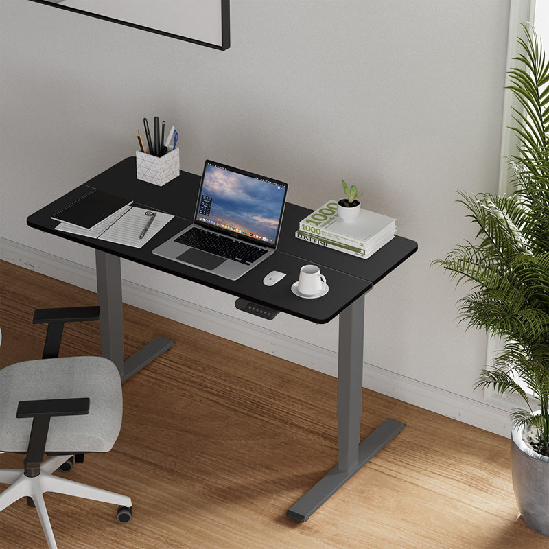 Electric Adjustable Height Standing Desk, 49.21" H x 55.12" W x 13.78" D, Black/Gray