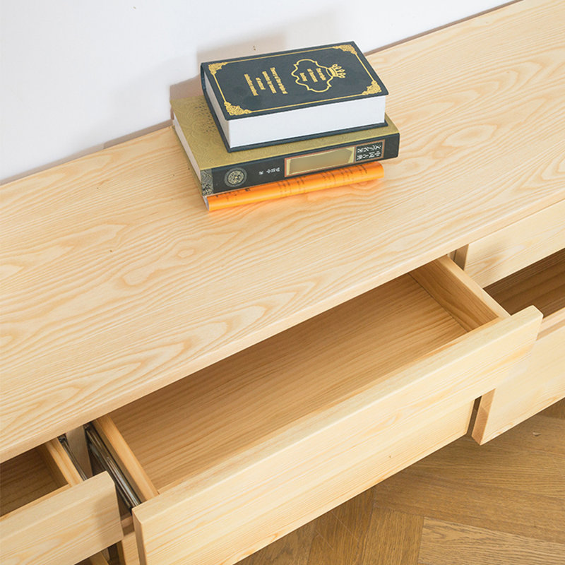 Meuble télé minimaliste en bois massif de style américain, 62.99"