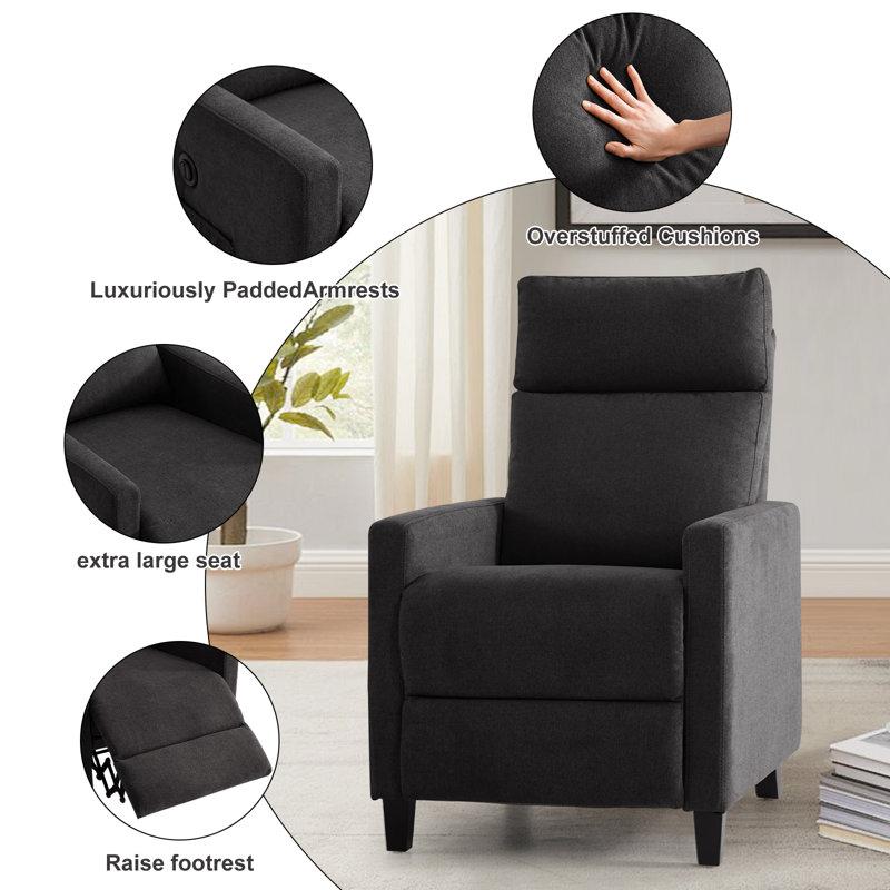 Fauteuil inclinable rembourré Searsport, Microfibre grise