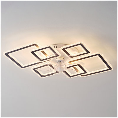 33-inchBlack Ceiling Fan with Lights Remote Control and APP Control, Dimmable with Remote 7 Blades 6 Speeds of Wind