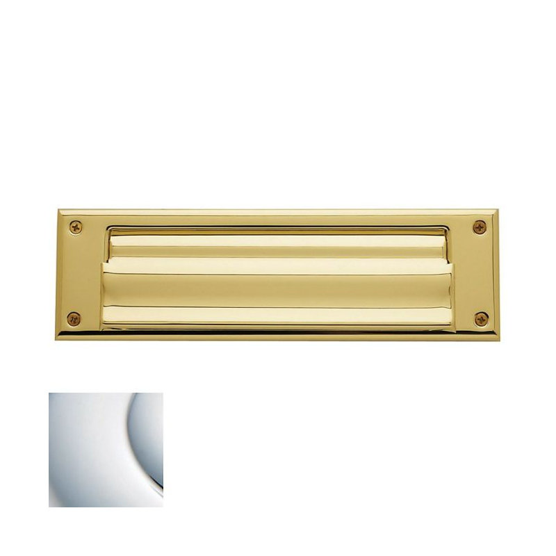 10 in x 3 in Brass Mail Slot, Bright Chrome