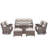 High Back Outdoor Furniture With 6-Inch Extra Thick Cushions, Patio Furniture Set With Fire Pit Table & Swivel Chairs, 8PCS Wicker Conversation Set For Yard, Deck, Poolside-1217993067-1217993065