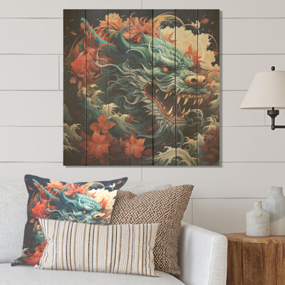 Japanese Dragon On The Wave Off Kanagawa II - Dragons On Wood Print