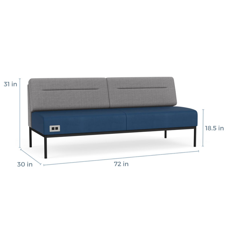 Canapé Darsey, Avec alimentation, Noir, Chambray gris; Patriot Plus Blue Ridge