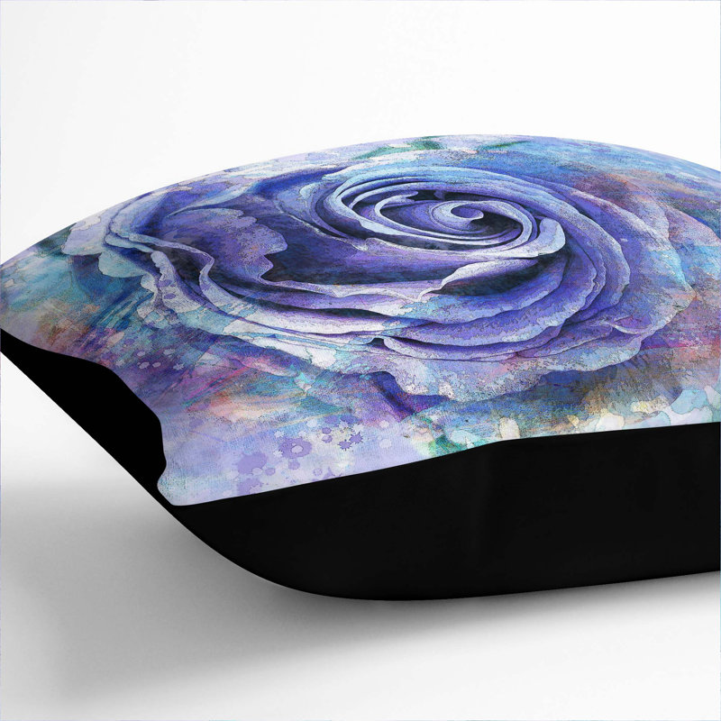 Floral Square Throw Cushion, Black, 40cm H x 40cm W x 15cm D