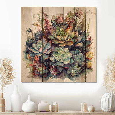 Pegram - Art mural floral sur bois de pin naturel