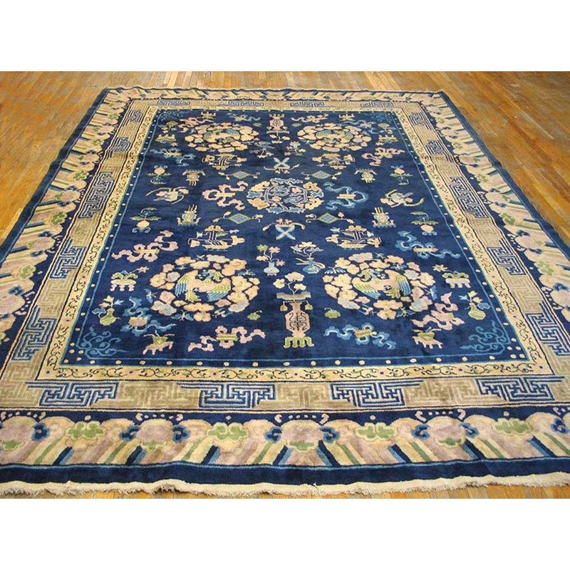 Tapis de couleur antique bleu marine chinois