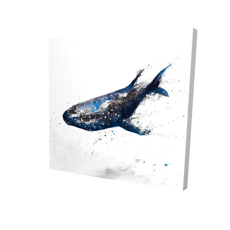 Toile abstraite requin baleine - bleu marine, décoration intérieure