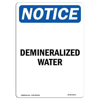Osha Notice - Demineralized Water Sign