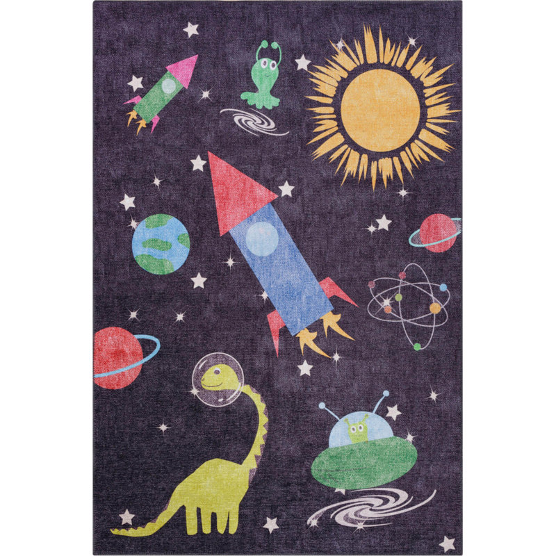 Tapis décoratif Black Space Kids, Rectangle 9 pi 11 po x 13 pi 2 po
