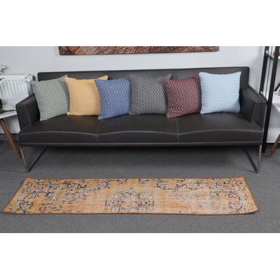 Vintage Anatolian Turkish Runner Rug For Kitchen In Vibrant Orange With Boho Aesthetic