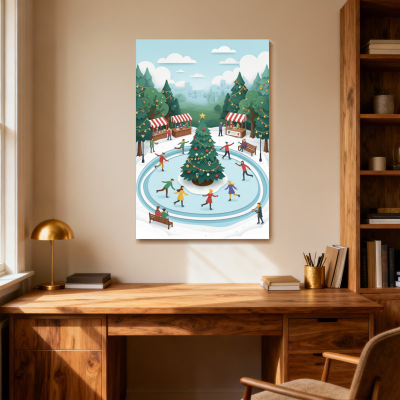 Marché de Noël de Noël sur la patinoire, H 36 po x l 24 po