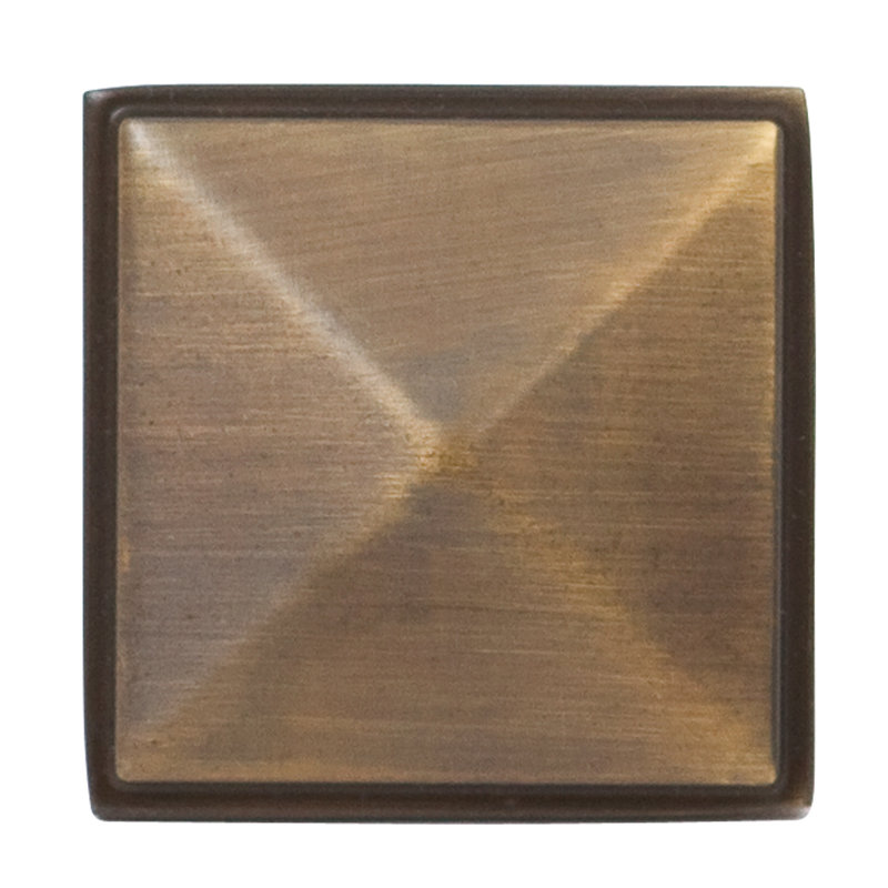 Pyramid 1-1/4" Length Vintage Brass Square Cabinet Knob, Vintage Brass