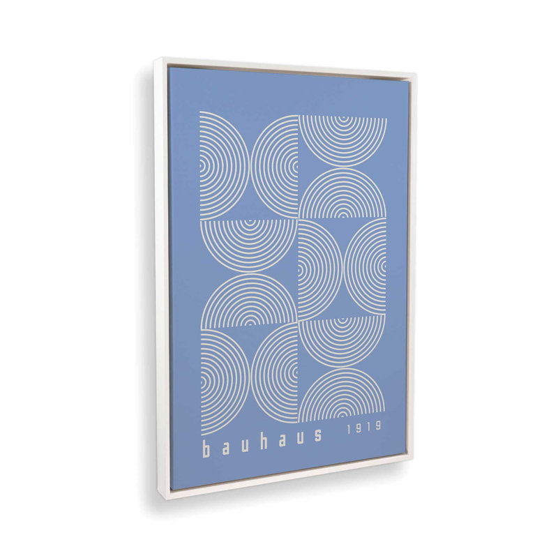 Affiche de composition Bauhaus, H 48,75 po x l 32,75 po, Bleu, Cadre flottant blanc opaque
