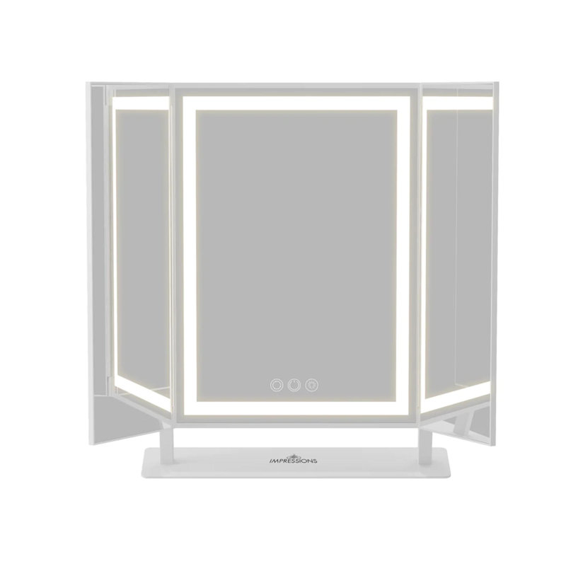Lavish Tri Tone 360 Degree Tilt Vanity Mirror with Stand, Multiple Viewing Angles Desk Mirror, White