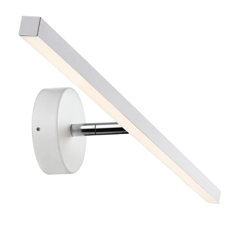 1-Light LED Brushed Steel Armed Sconce, Matte White, Matte White