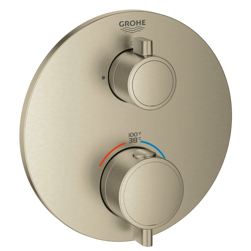 GROHE Grohtherm Dual-Function 2-Handle Shower Thermostatic Valve Trim Kit, Brushed Nickel Infinity