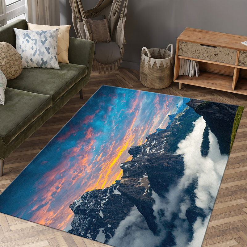 Chic Abstract Floral Design Printed Rug in Soft Hues Crafted from Non Woven Material Perfect for Enhancing Your Living Room or Bedroom Decor