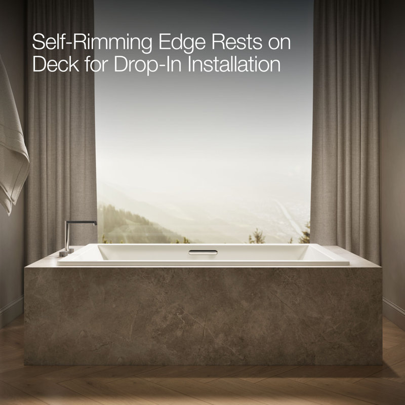 Underscore Rectangle 72" x 42" Heated Bubblemassage Air Bath with Bask, Center Drain, Biscuit