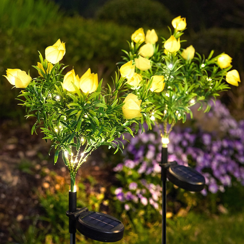 Ensemble de 24 lumières à piquets de jardin solaires 24 po, lumières DEL jaunes pour jardin, pelouse et allée