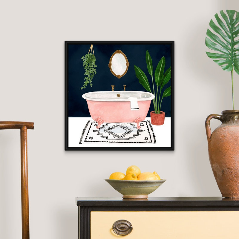 Boho Bath II - reproduction d'art sur toile, Cadre flottant noir, H 21,7 po x l 21,7 po x P 1,75 po