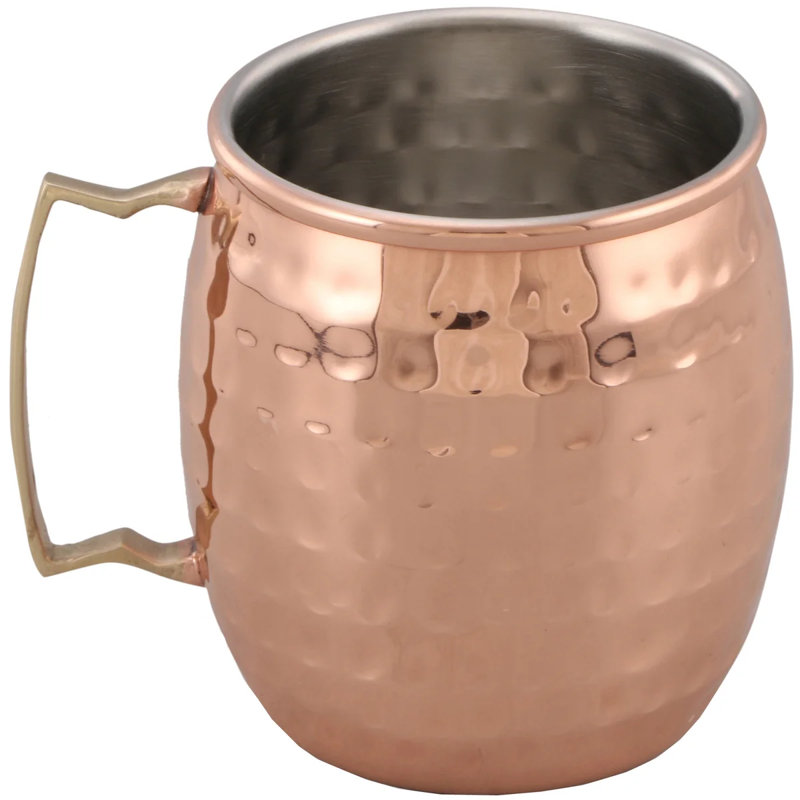 Tasses Moscow Mule, plaquées cuivre 16 oz, doublées en acier inoxydable, ensemble de 4 poignées en laiton doré
