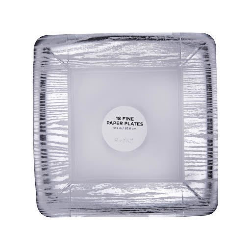 Disposable Paper Dinner Plate, Silver, 10"