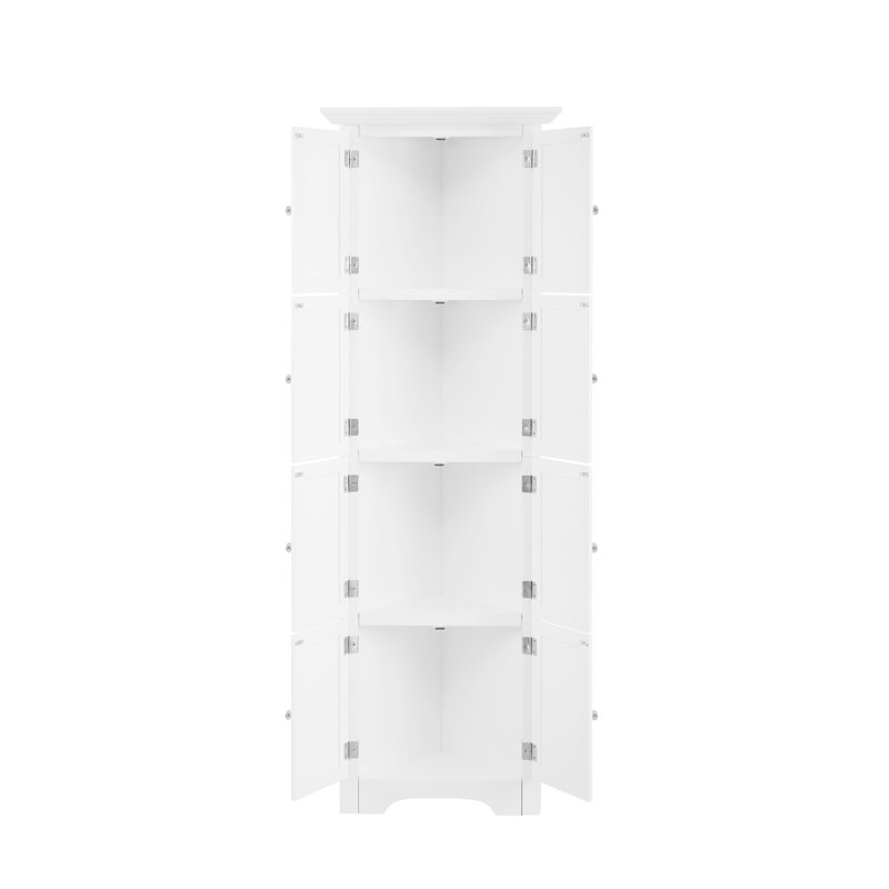 Grande armoire de rangement avec portes et 4 tablettes pour le salon, Blanc