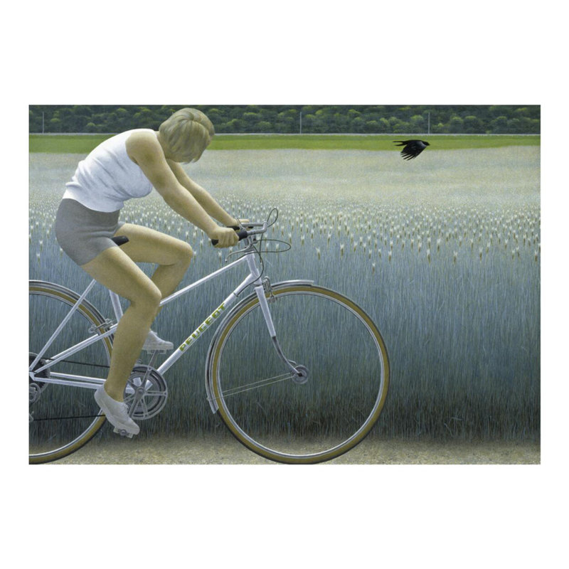 «Cyclist and Crow» par Alex Colville - estampe numérique, H 16 po x l 20 po