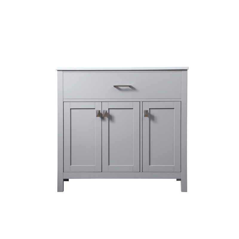 Harrison 36'' Single Bathroom Vanity with Engineered Marble Top, Gray