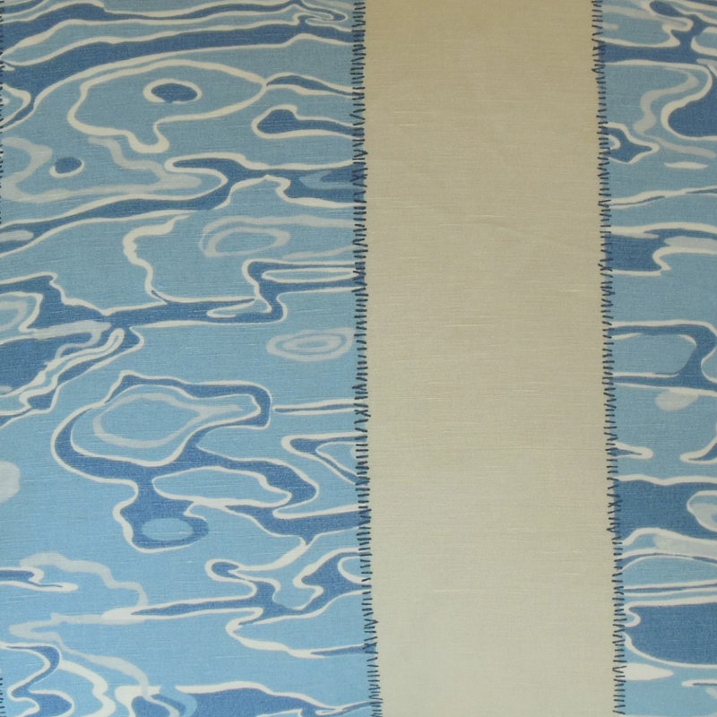 Coussin en lin Rossana, Hauteur (18 po) x largeur (18 po), Bleu/crème